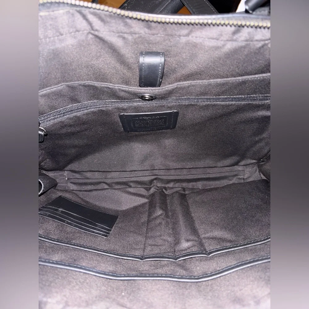 Coach Embossed Black Leather Briefcase